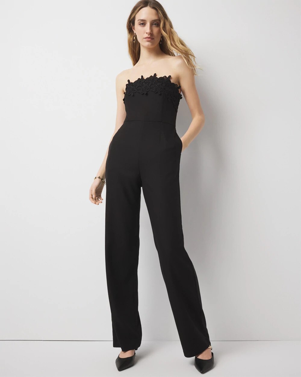 Strapless Lace Jumpsuit | White House Black Market